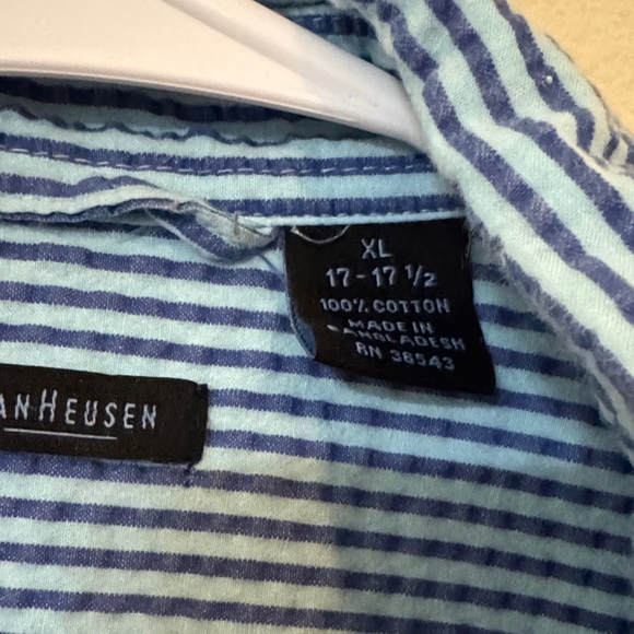 Van Heusen Men's Blue and White Striped Shirt - Picture 2 of 7